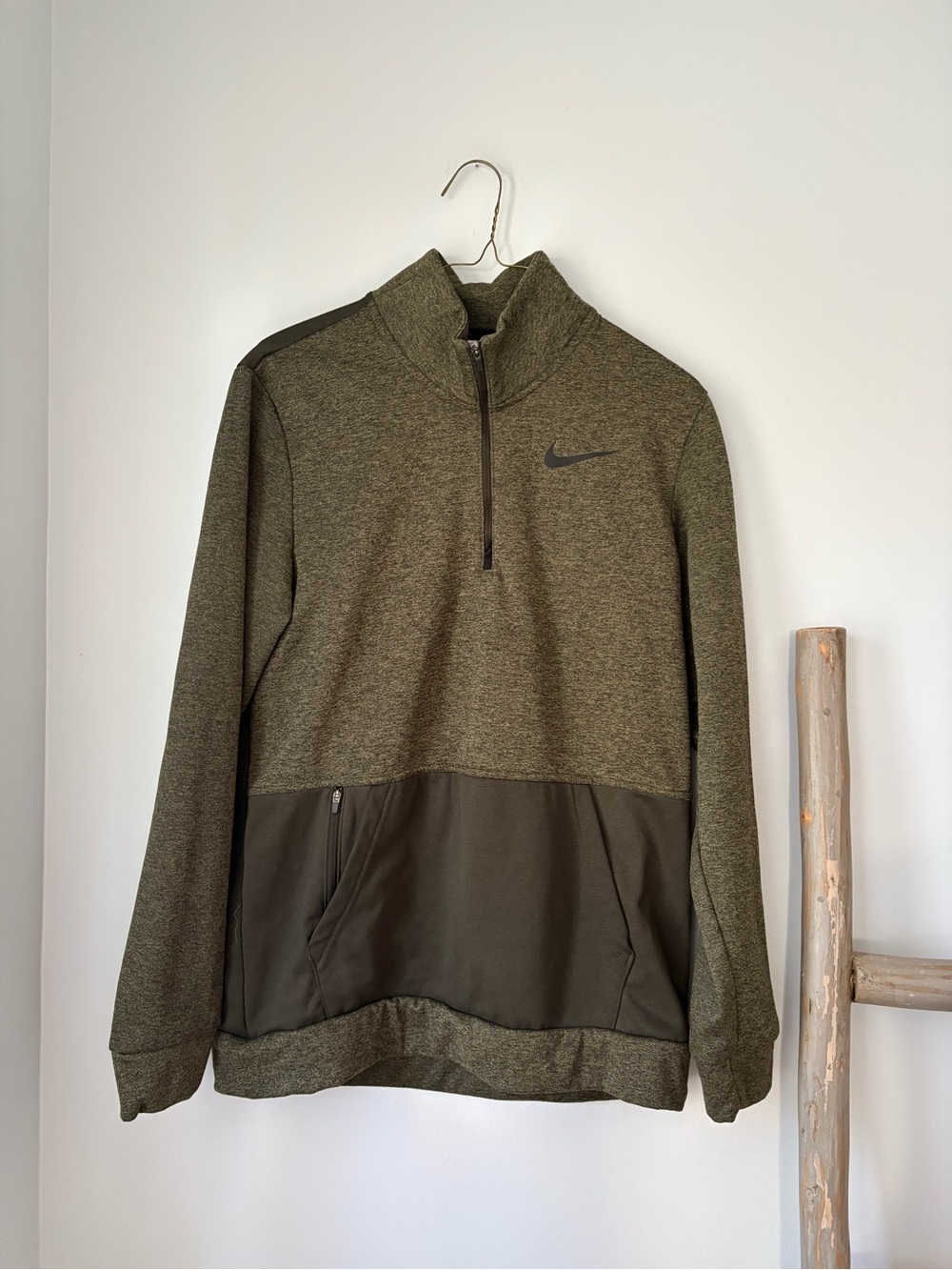 Nike Heather Olive Green Therma-Fit Quarter Zip Pullover